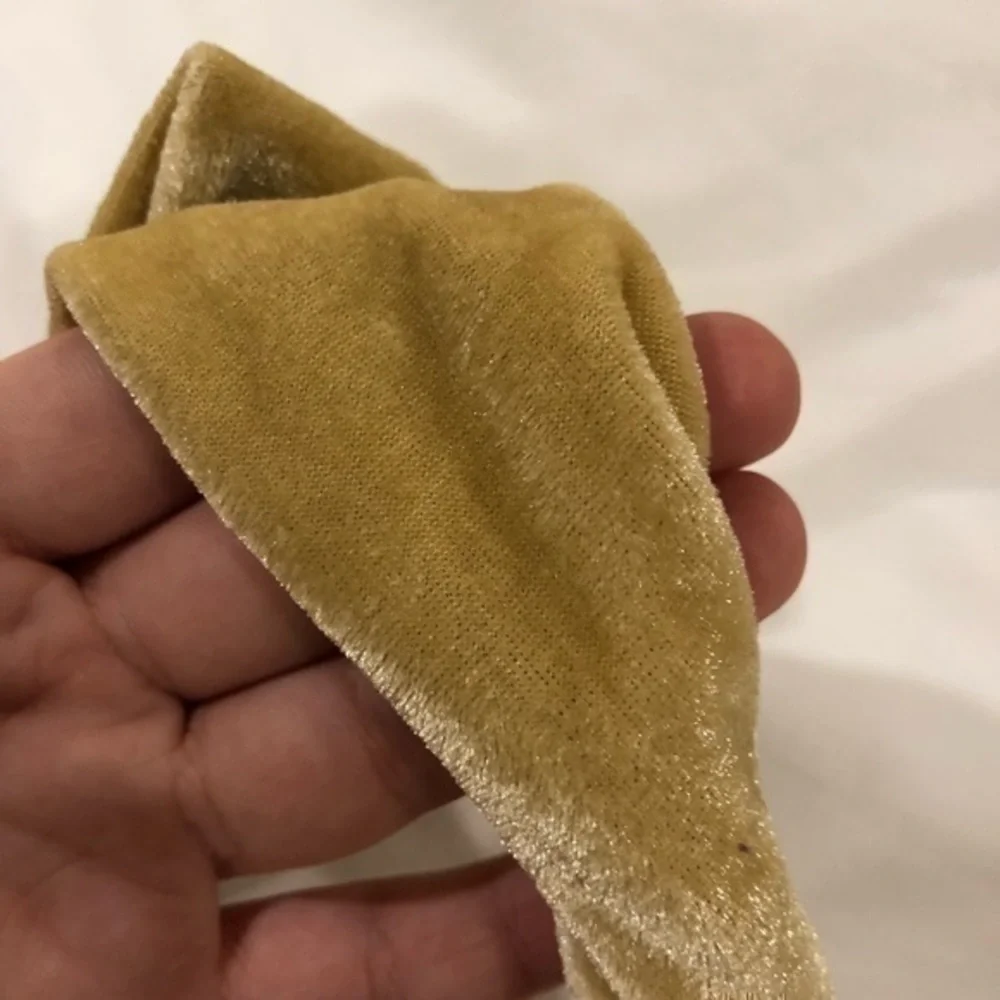 Velvet yellow\tan headband with bow NWOT